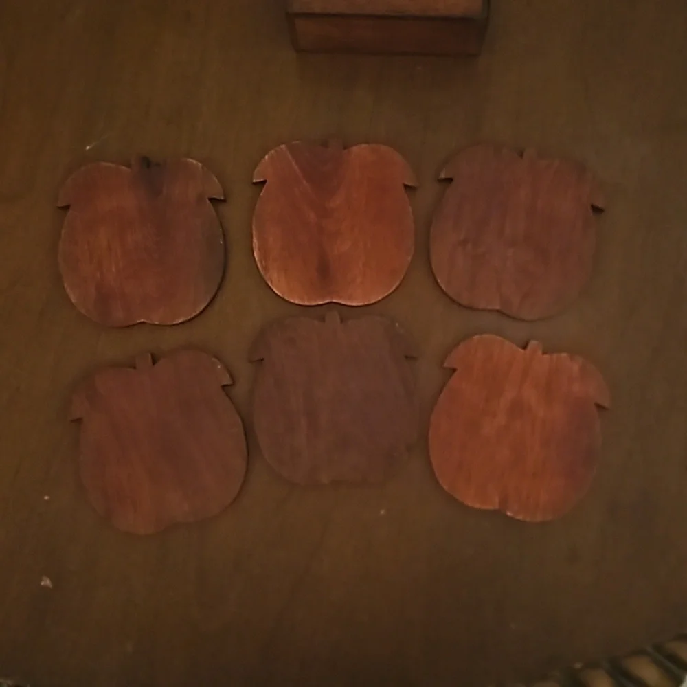 Vintage 1960s Set of Six Mother of Pearl Japanese Lady Floral Coaster Set